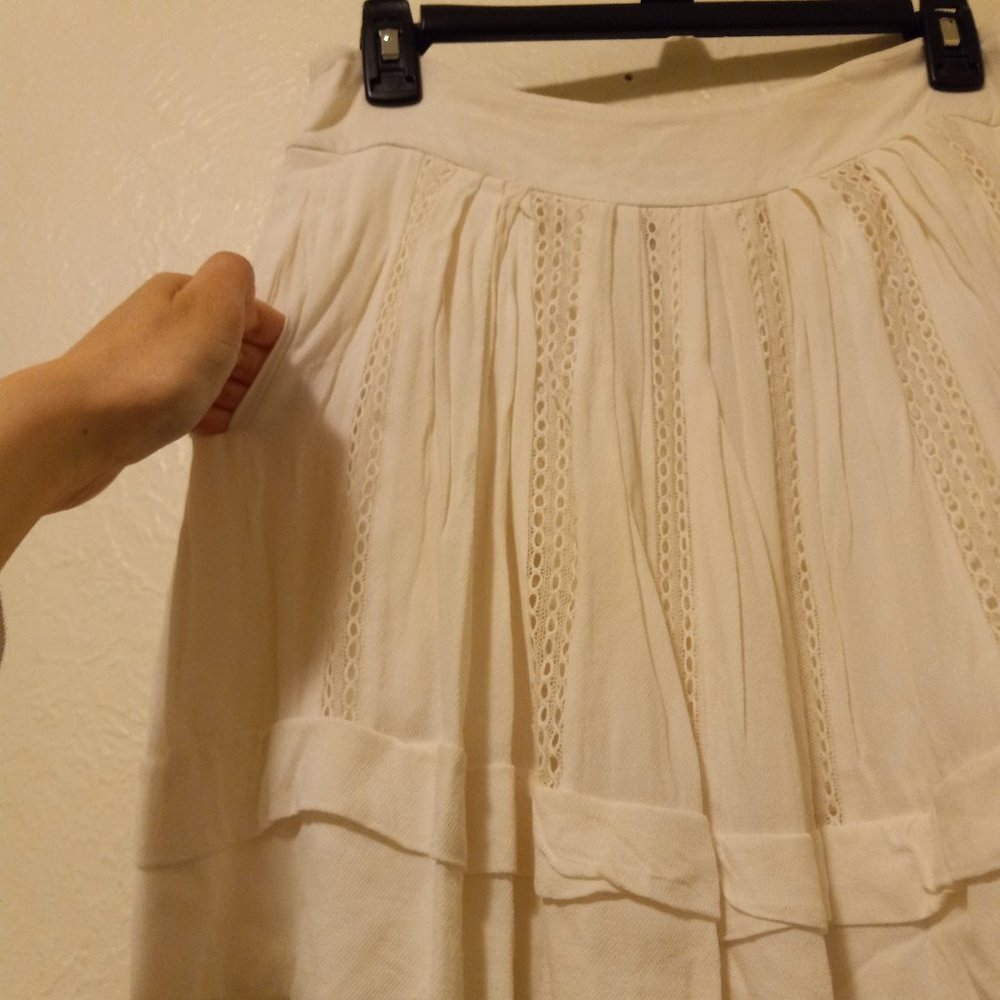 IRO White Crochet Inset Boho Tennis Skirt Preppy Boho Girly Cottagecore Prairie - Picture 7 of 12